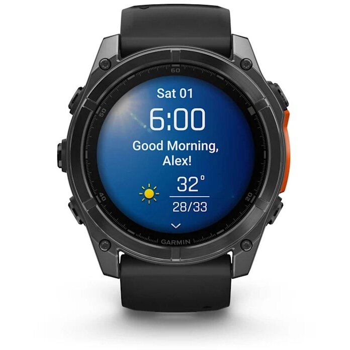 Smartwatch Fenix 8 3.56Cm 1.4Inch AMOLED 51mm Digital 454 x 454 Pixeli Touchscreen Titanium Negru