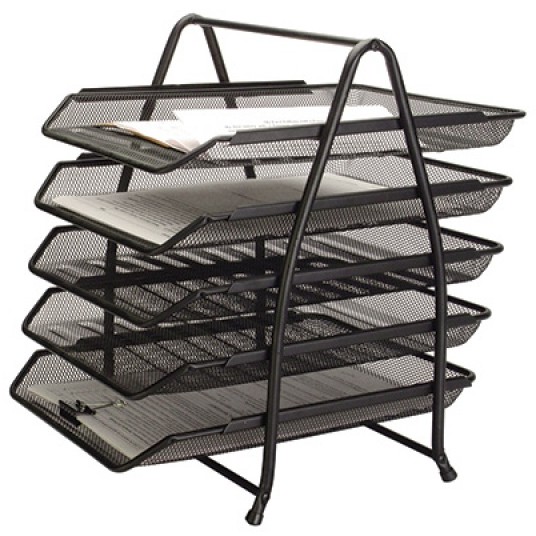 Set 5 tavite metalice Mesh, suprapozabile, Q-Connect - negru