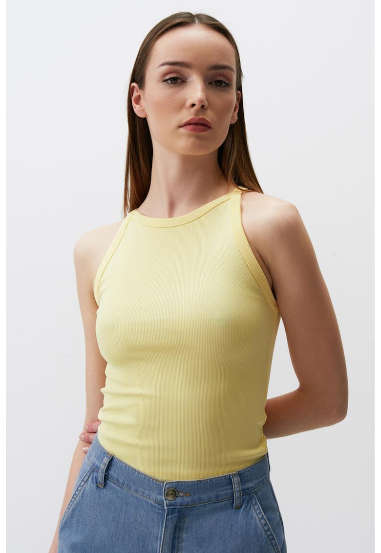 Oferte la Top slim fit cu model uni - Galben pal