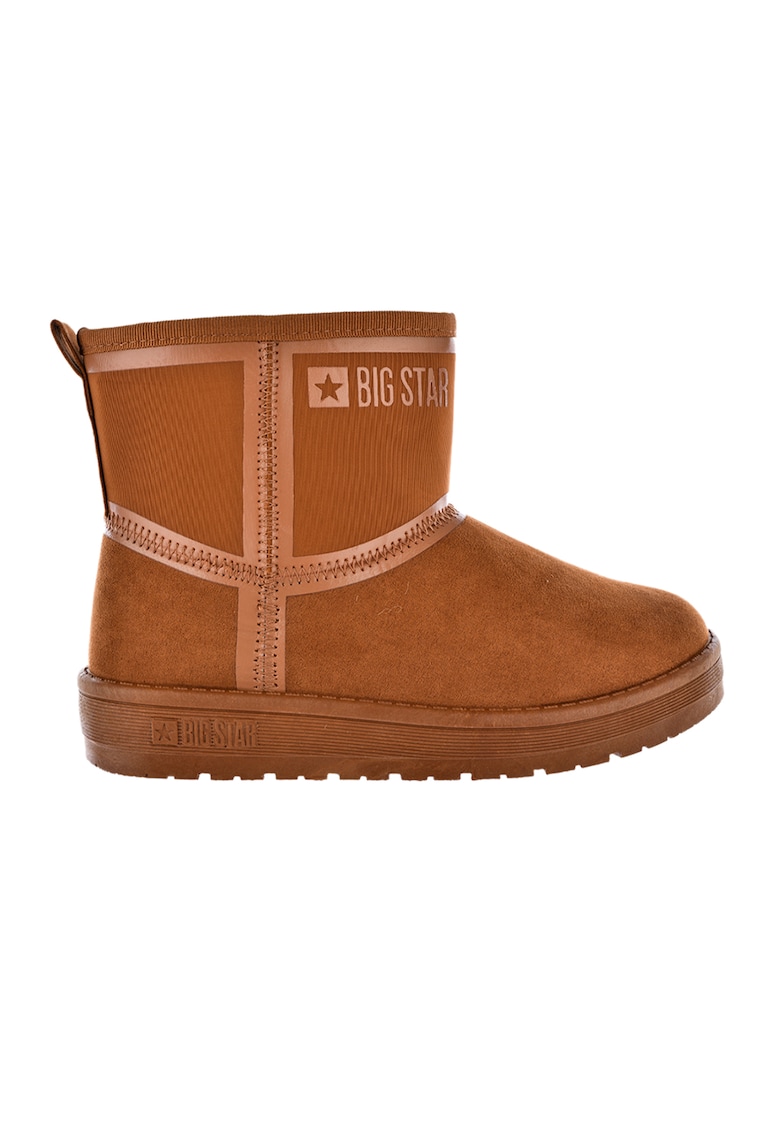 Ghete de piele intoarsa sintetica fara inchidere - Caramel