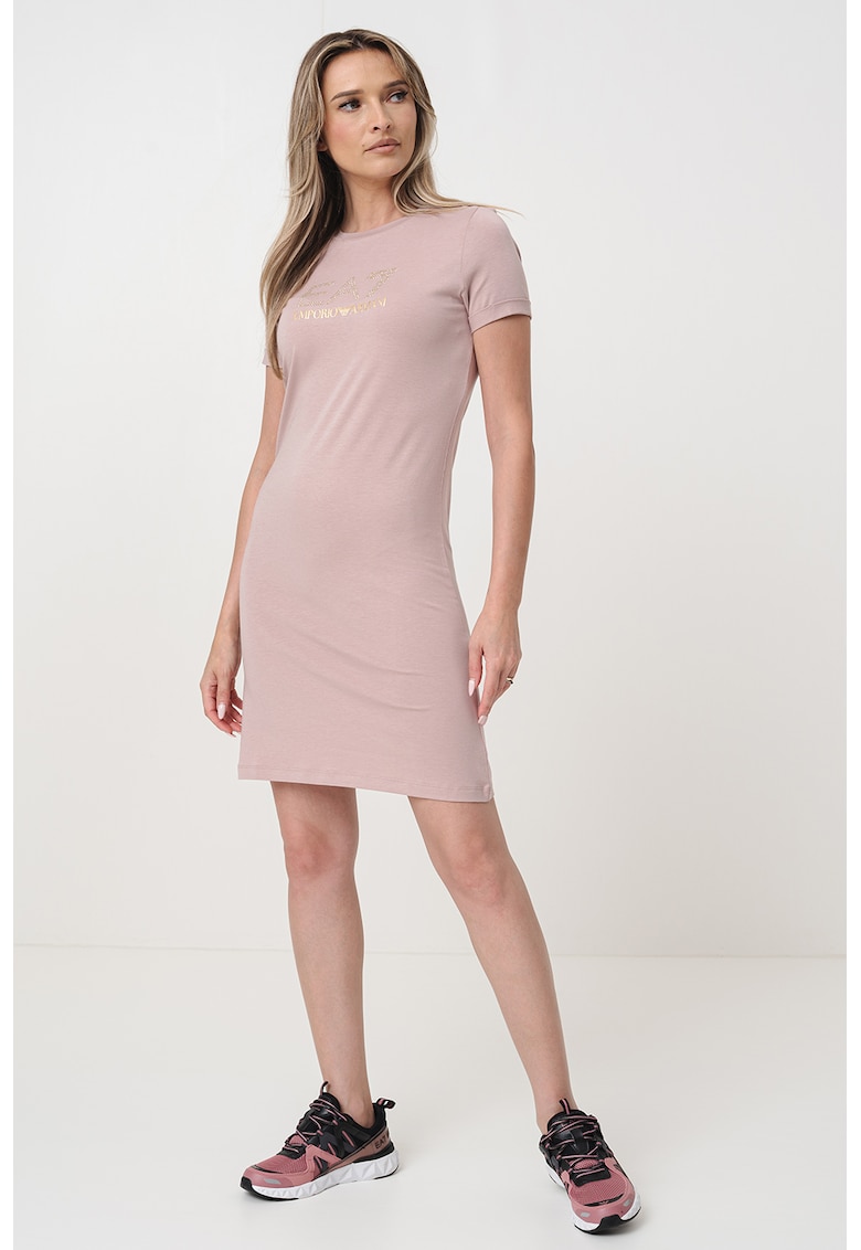 Oferte la Rochie-tricou din amestec de modal cu logo - Auriu/Roz prafuit