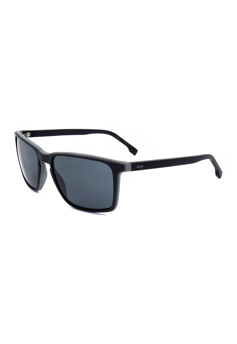 Oferte la Ochelari de soare dreptunghiulari cu logo discret - Negru/Gri deschis