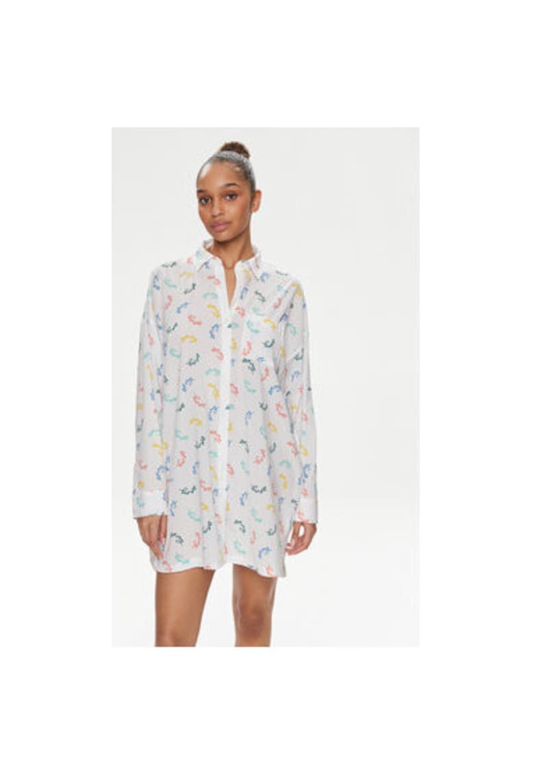 Camasa de noapte dama - 303732356 - Bumbac/Viscoza - Alb