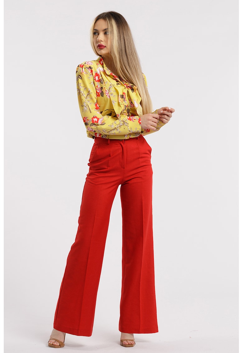 Oferte la Pantaloni drepti cu talie inalta - Rosu vermillion