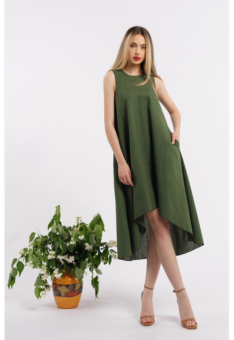 Oferte la Rochie asimetrica din in - Kaki