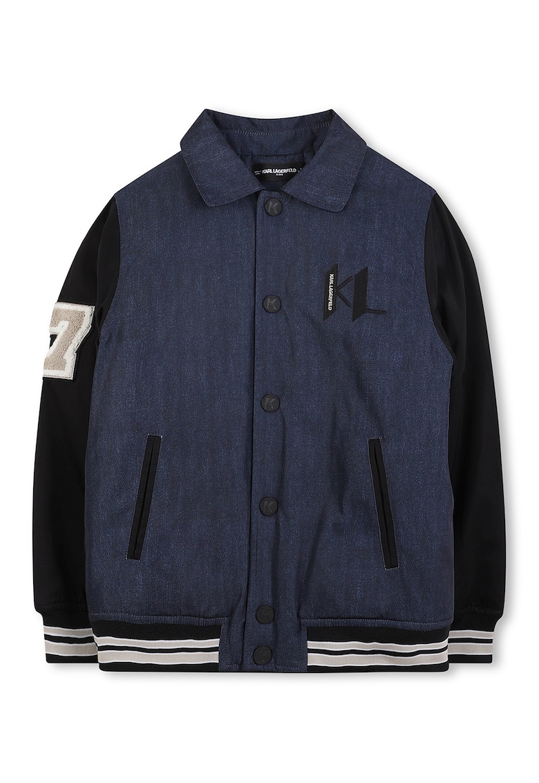 Oferte la Jacheta bomber cu guler ascutit - Negru/Albastru inchis