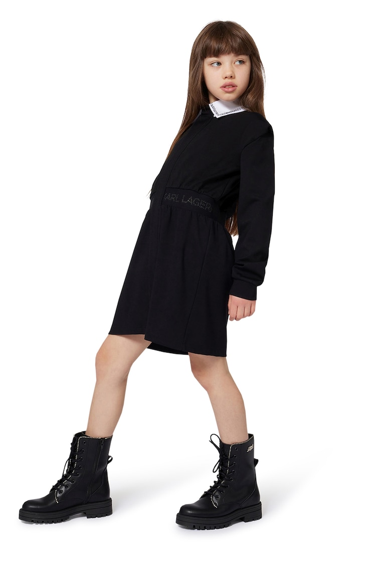 Oferte la Rochie cu guler contrastant - Negru