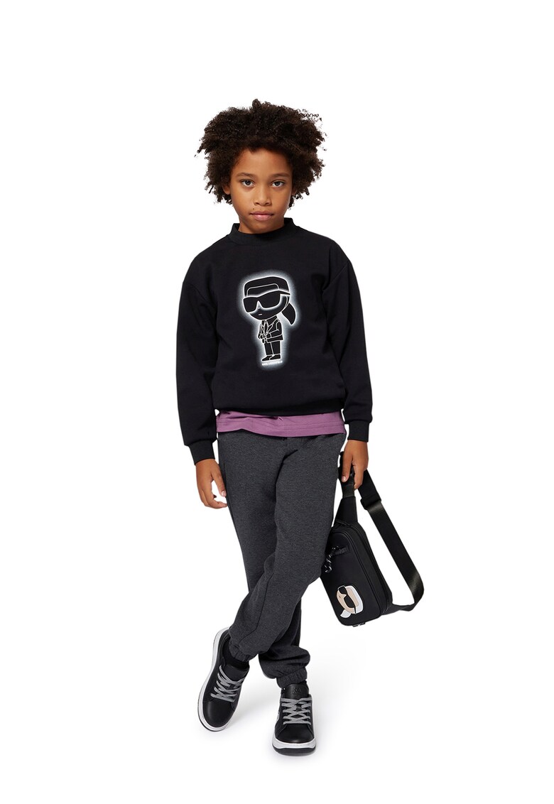 Oferte la Bluza de trening cu imprimeu logo - Negru