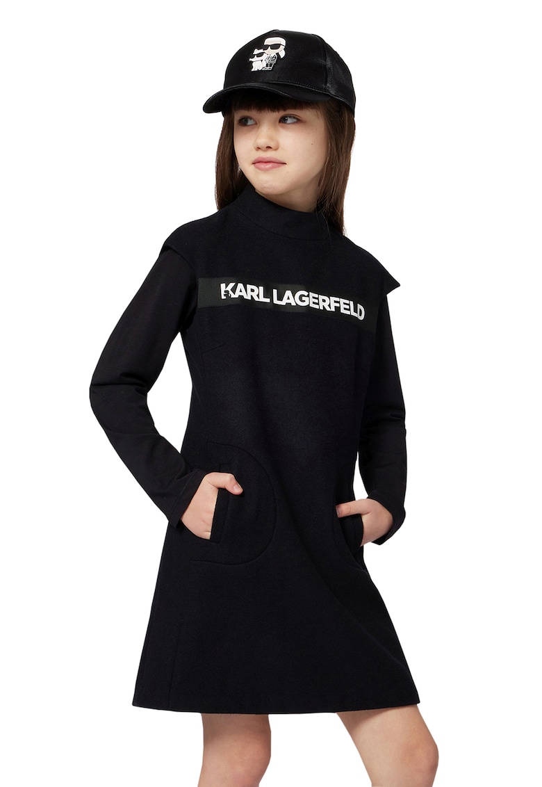 Oferte la Rochie din amestec de lana cu imprimeu logo - Negru