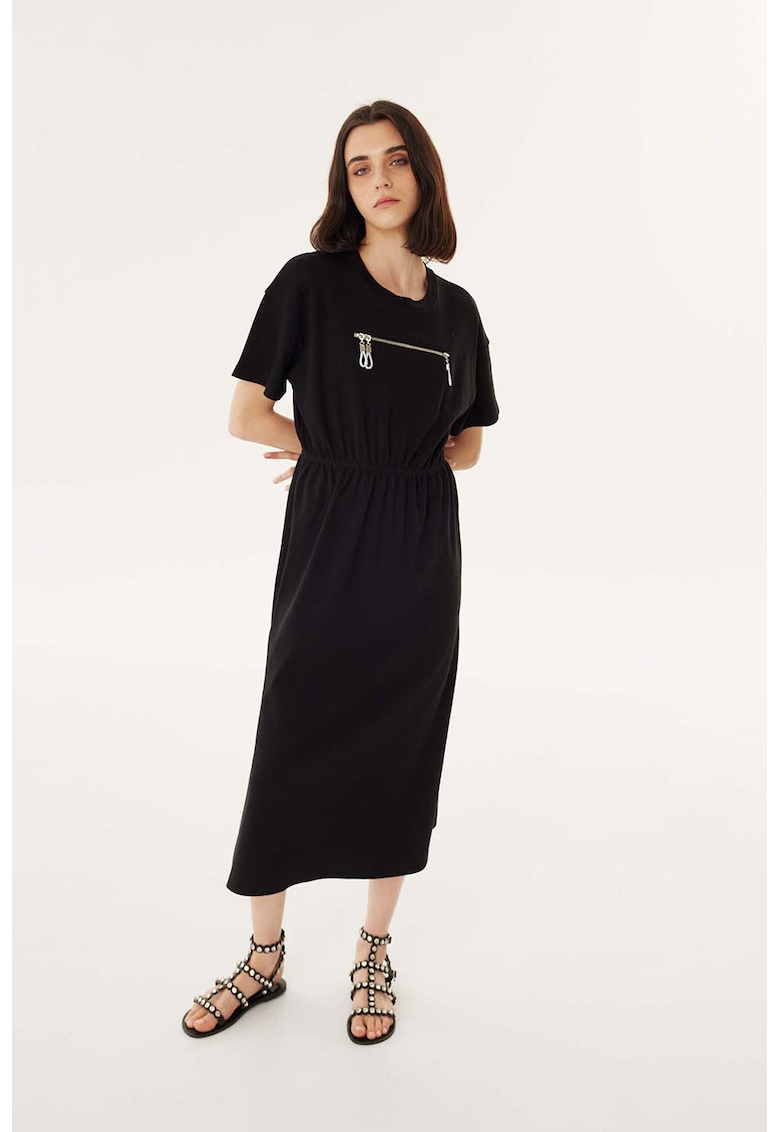 Oferte la Rochie midi cu talie elastica - Negru