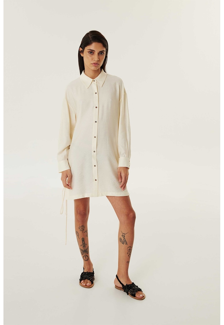 Oferte la Rochie-camasa cu snururi laterale - Galben pal