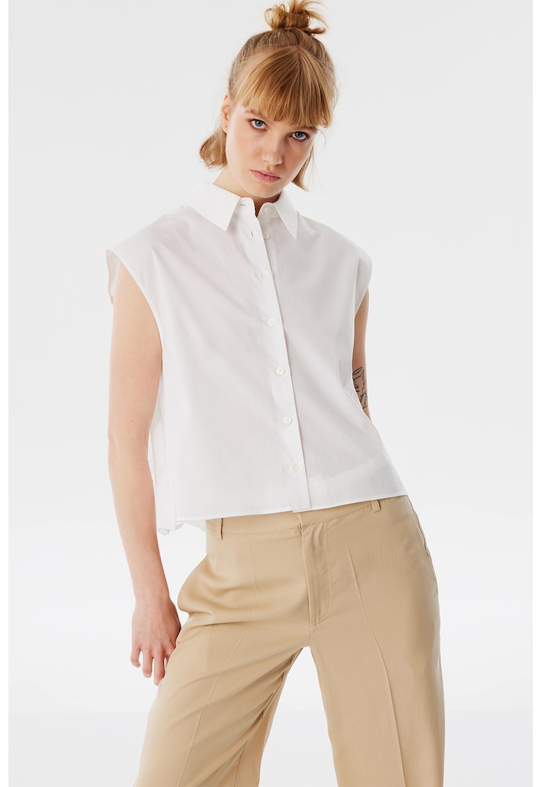 Oferte la Camasa crop cu maneci scurte - Alb optic