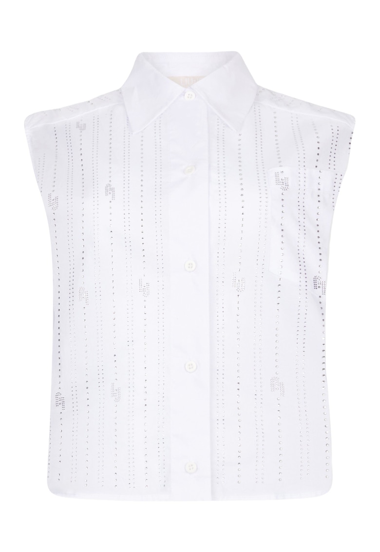 Camasa crop fara maneci - Alb