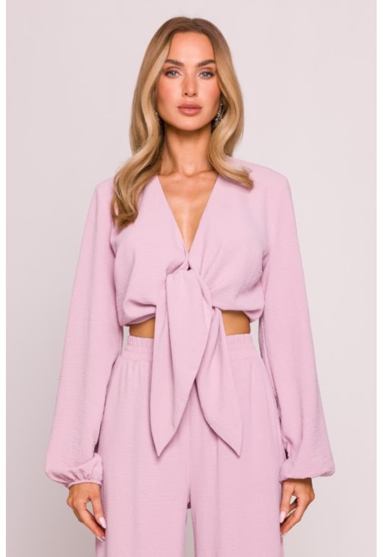 Oferte la Bluza scurta cu maneci lungi bufante - - Roz