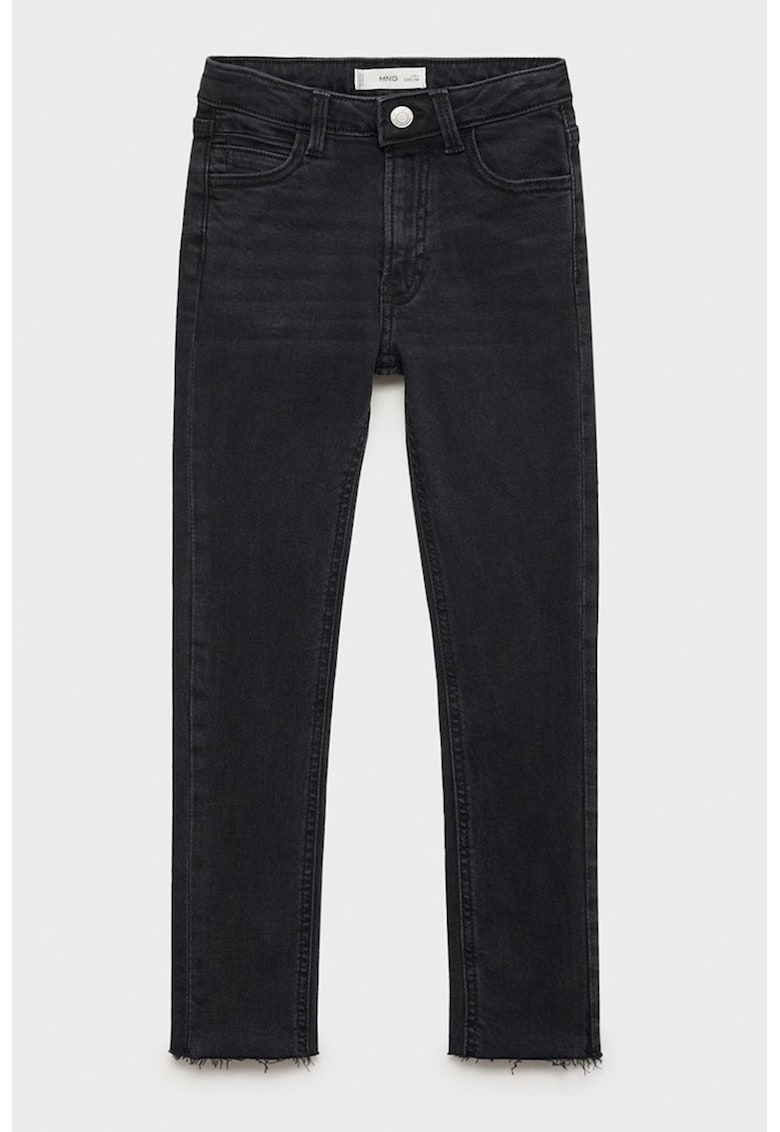 Oferte la Blugi skinny-fit cu terminatii nefinisate - Negru