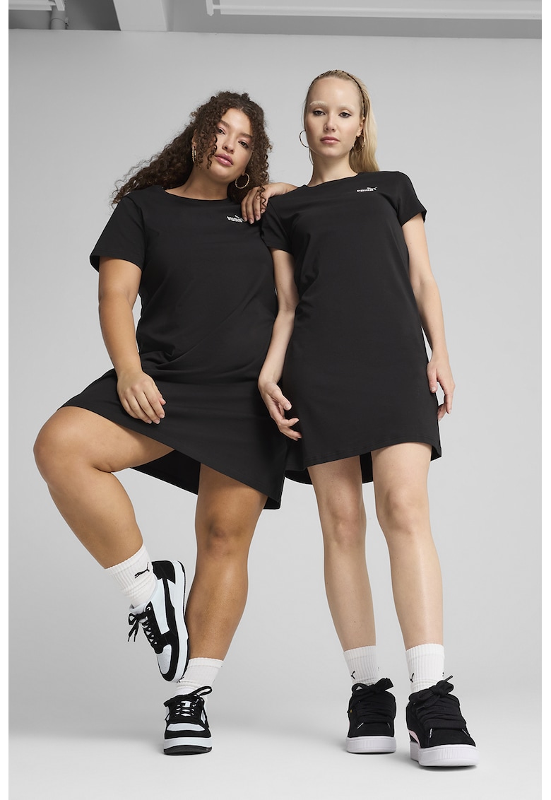 Oferte la Rochie-tricou cu detaliu logo - Negru