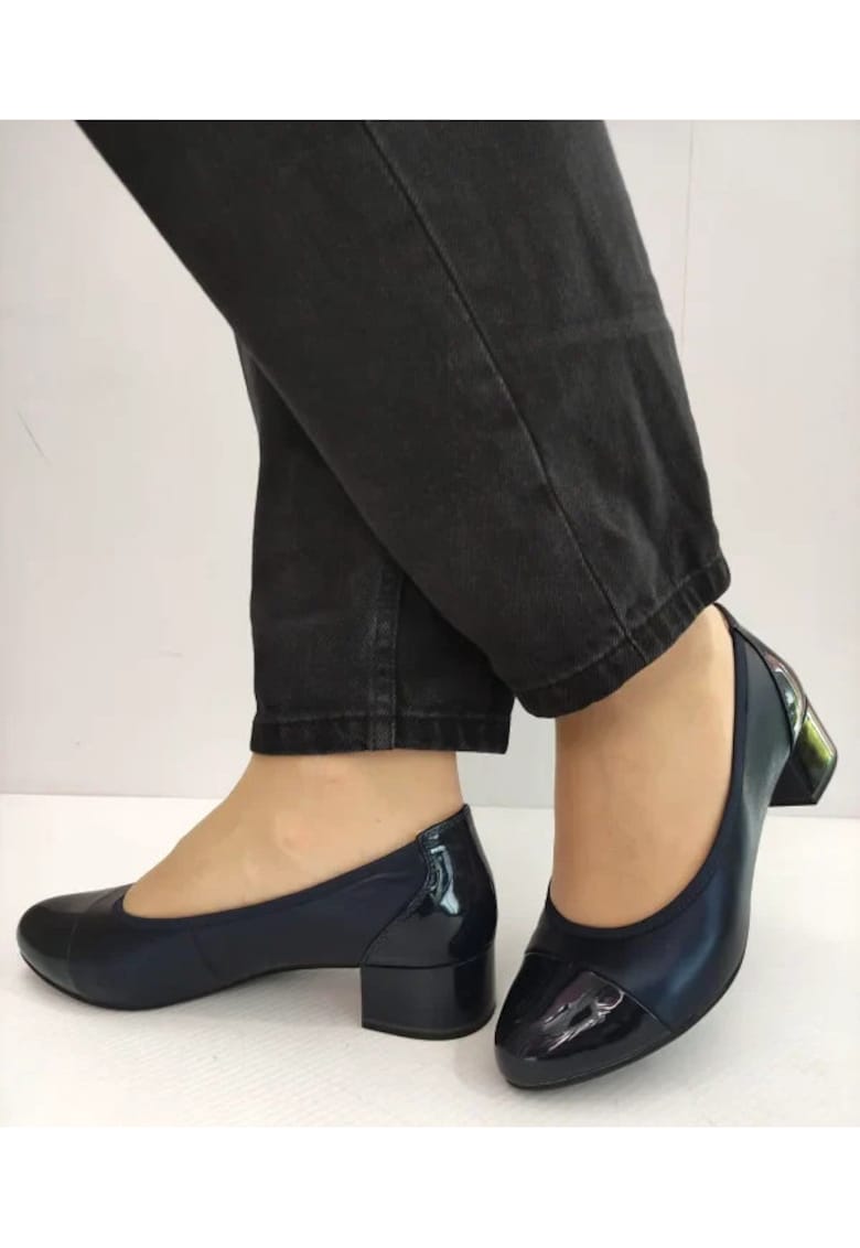 Pantofi Eleganti Dama 22500-42 Albastri Sidefat Cu Lac - Albastru