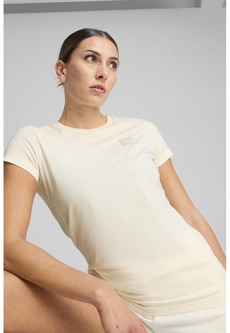 Tricou regular fit din amestec de bumbac - Crem