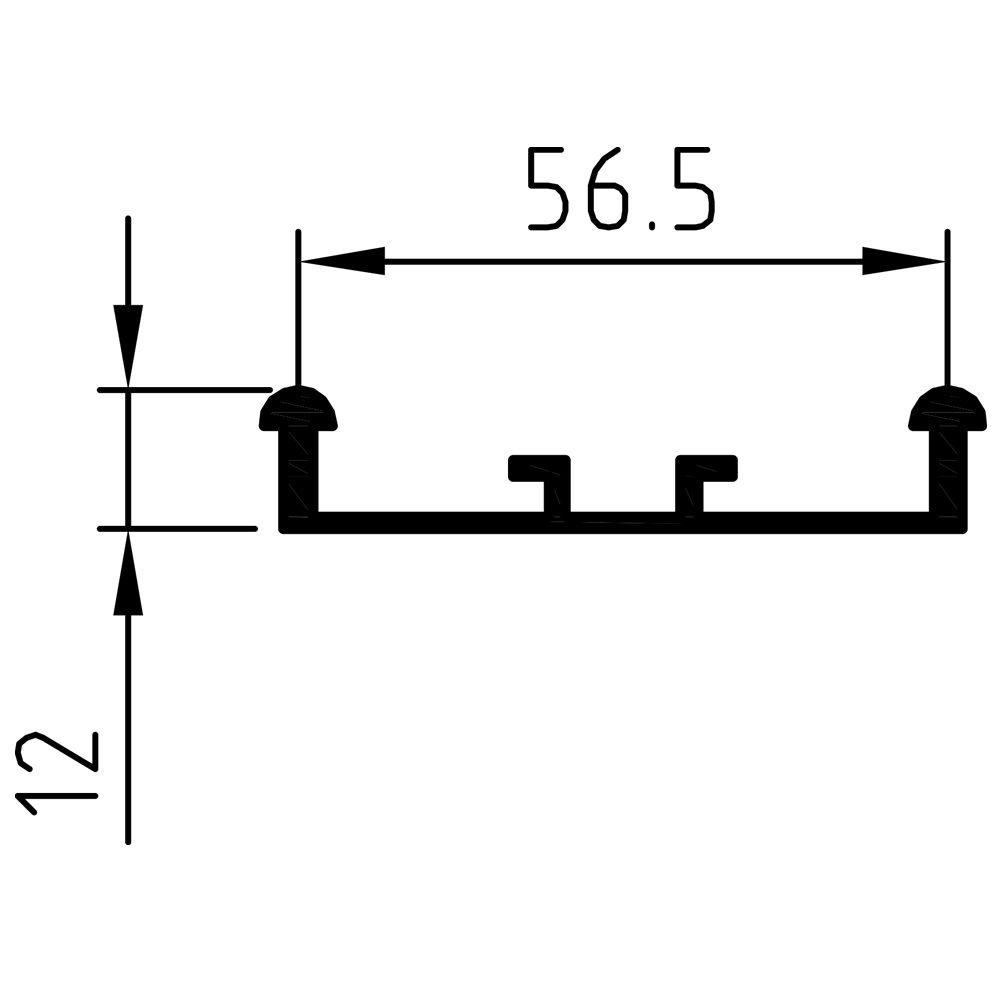 Profil de rulare sus Outer, material aluminiu, lungime 3 m