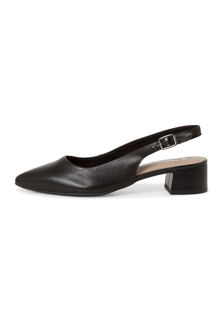 Pantofi slingback cu toc masiv - Negru