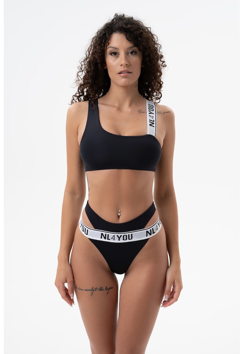 Oferte la Costum de baie din doua piese cu imprimeu logo - Negru stins