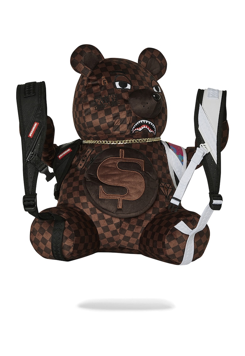 Oferte la Rucsac cu design urs - Alb/Maro inchis/Roz