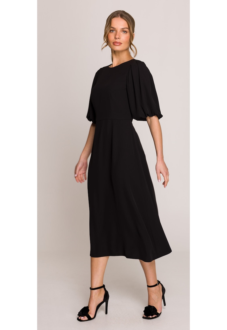 Rochie cu maneci bufante - - Negru