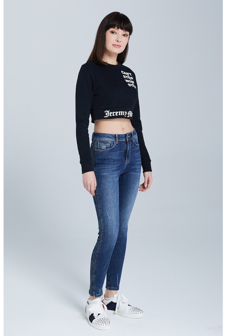 Oferte la Bluza crop de trening din bumbac organic - Alb/Negru