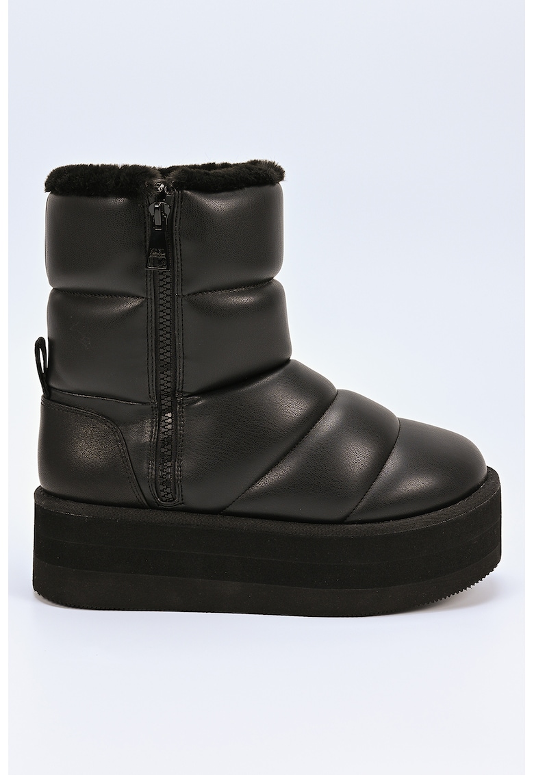 Cizme matlasate cu talpa flatform - Negru