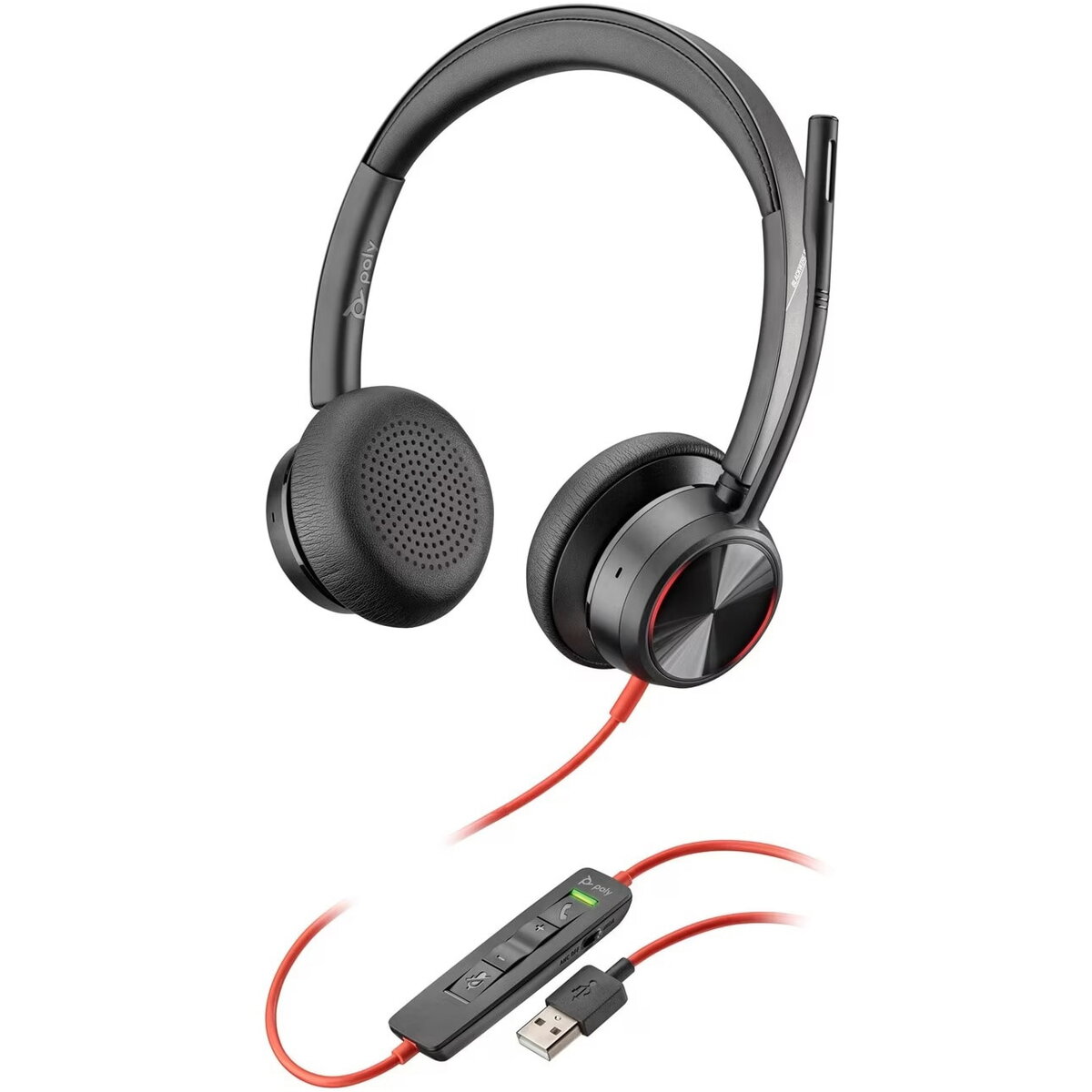 Casti Poly Blackwire 5220 Stereo 3.5mm USB-C/A Adaptor (Bulk) Negru