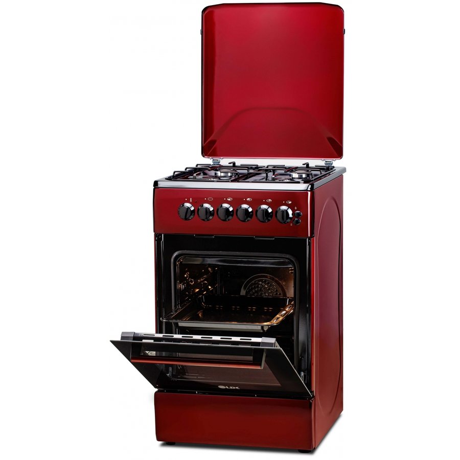 Oferte la Aragaz 4 Arzatoare Siguranta Cuptor Electric Aprindere Iluminare Capac Metalic Bordo