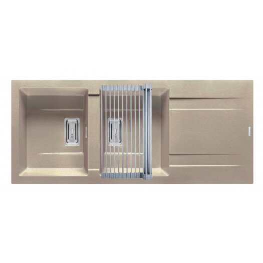 Oferte la Set Chiuveta de Bucatarie KARTESIO 116x50 2B 1D Sand Beige si Suport Multifunctional ROLL UP