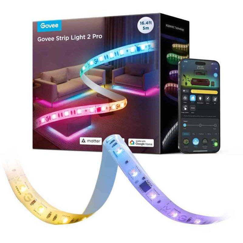 Oferte la Banda LED Strip Light 2 Pro Bluetooth Wi-Fi 340lm/m 60 LEDs/m Alexa Google Asistant 5m Multicolor