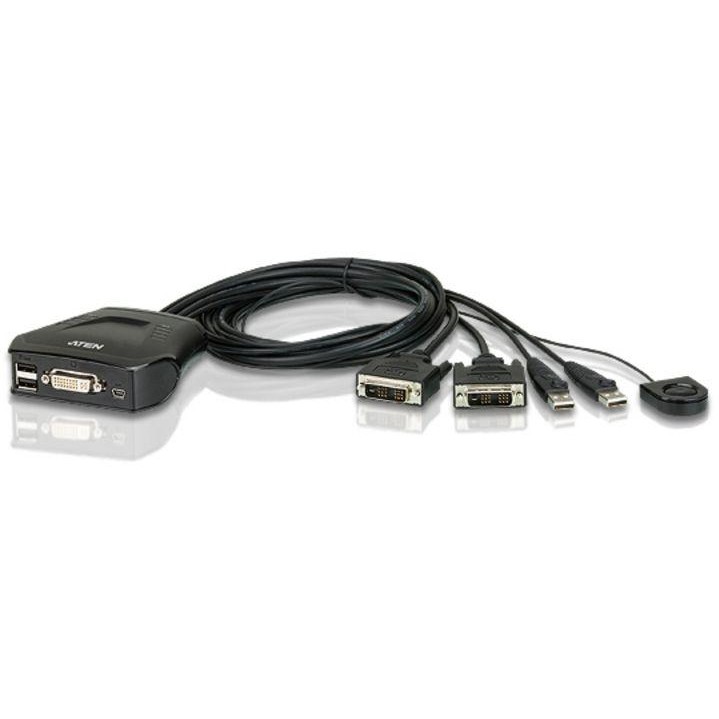 Oferte la ATEN CS22D 2-Port USB DVI KVM Switch, Remote port selector, 0.9m cables