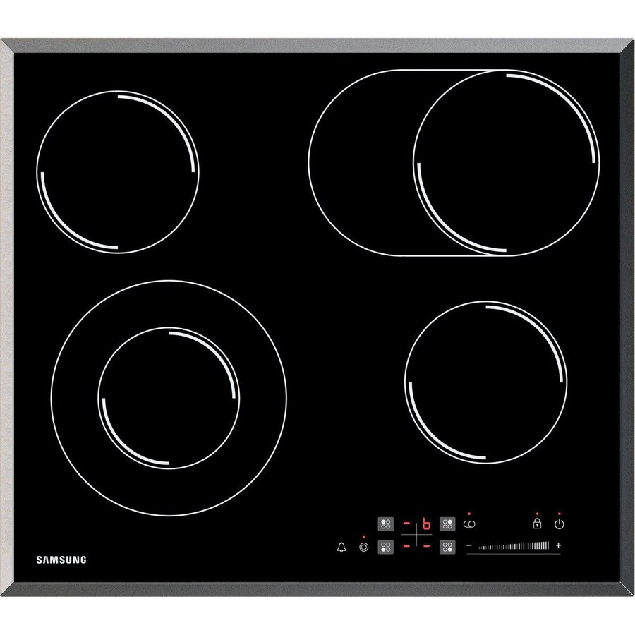 Oferte la Plita incorporabila Samsung CTR164NC01, Vitroceramica, 4 Zone de gatit, Afisaj LED, Touch Control, 60 cm, Negru