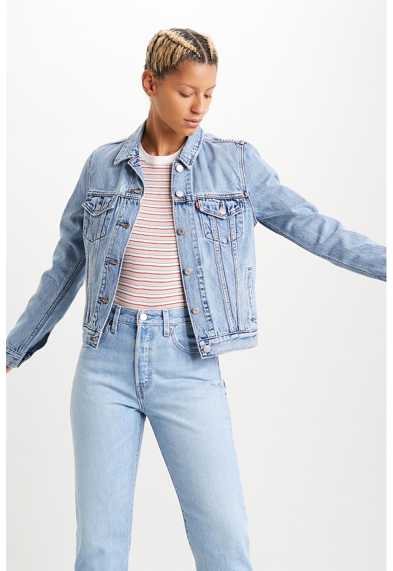 Oferte la Jacheta din denim cu nasturi - Albastru deschis