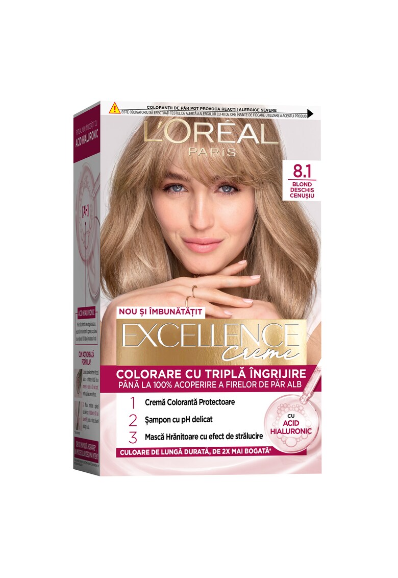 Vopsea de par permanenta cu amoniac Excellence Creme - 8.1