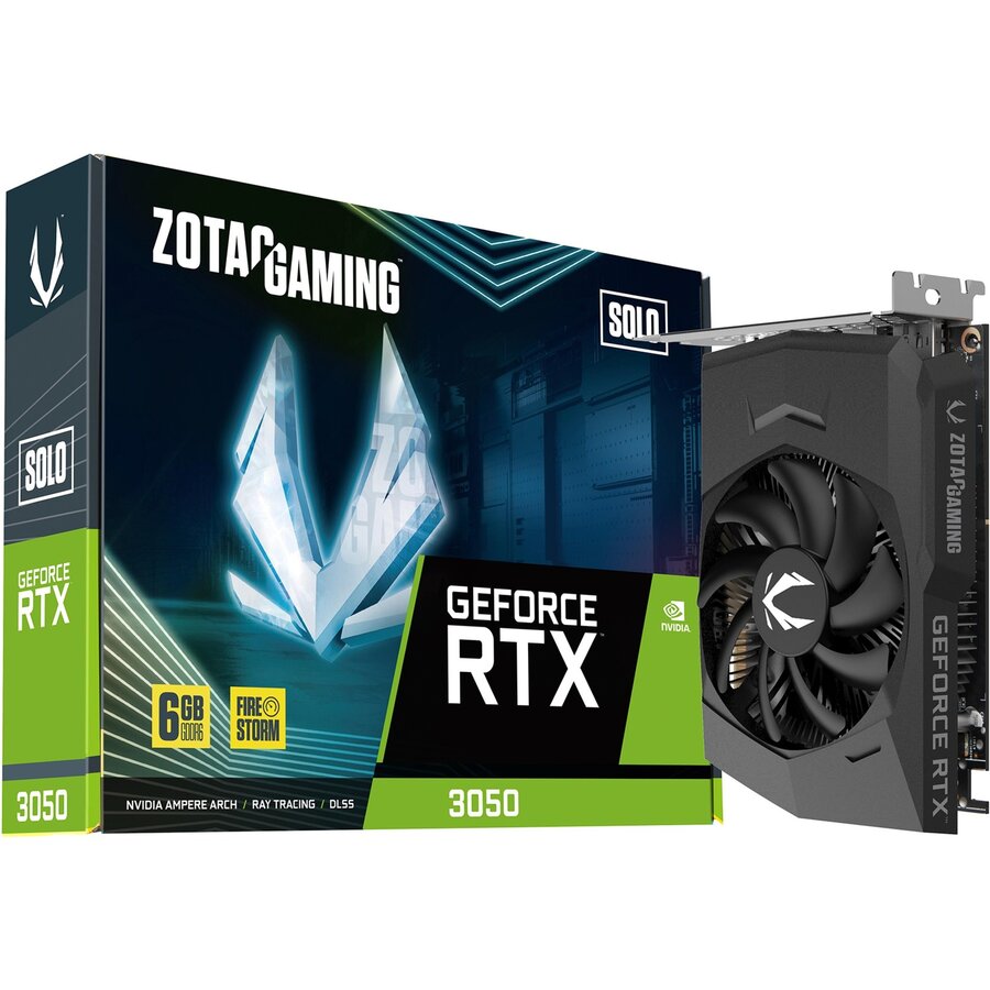 Placa video GeForce RTX 3050 SOLO, graphics card (1x DisplayPort, 2x HDMI 2.1)