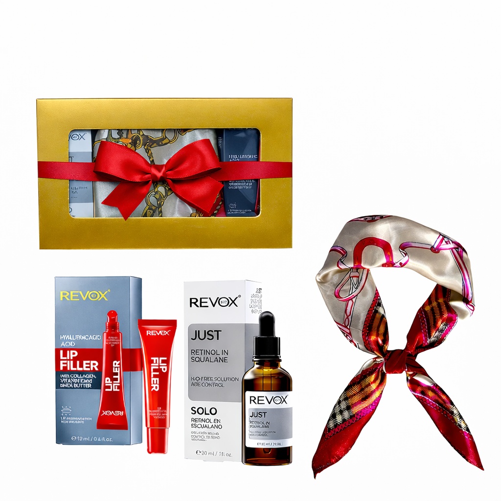 Oferte la Set Cadou Elysa – Ser Revox Retinol in Squalane 30ml, Lip Filler Revox 12ml, Esarfa