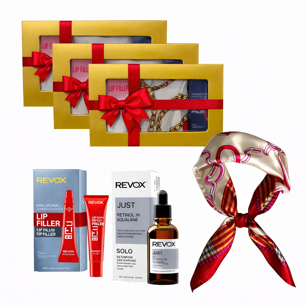 Oferte la 3 x Set Cadou Elysa – Ser Revox Retinol in Squalane 30ml, Lip Filler Revox 12ml, Esarfa