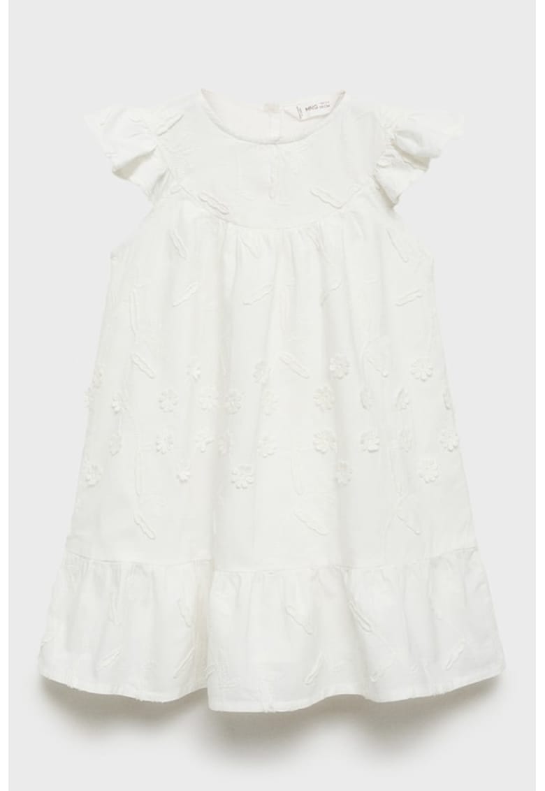 Rochie de bumbac cu broderie florala - Alb optic
