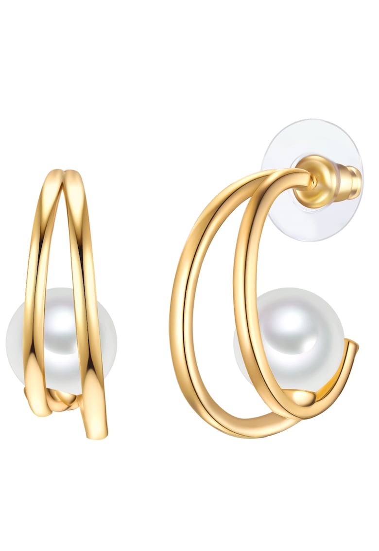 Oferte la Cercei semirotunzi - de aur de 14K filat - cu perle - Auriu