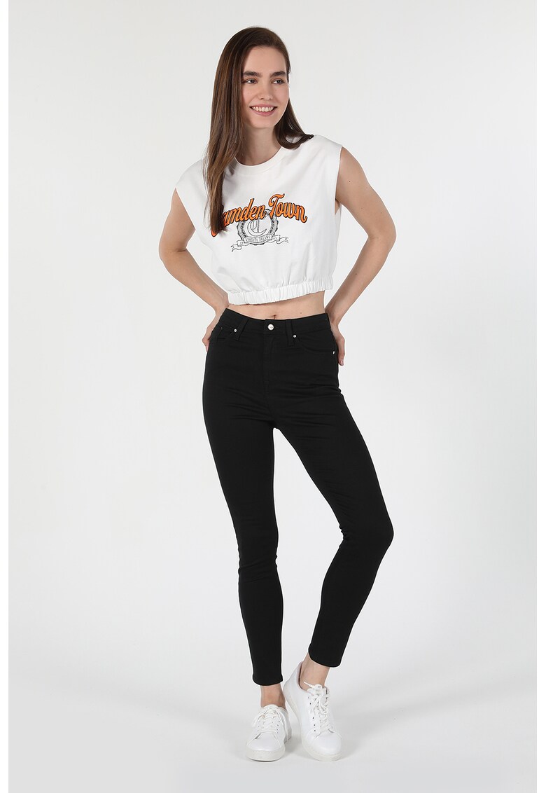 Blugi skinny cu talie inalta - Negru
