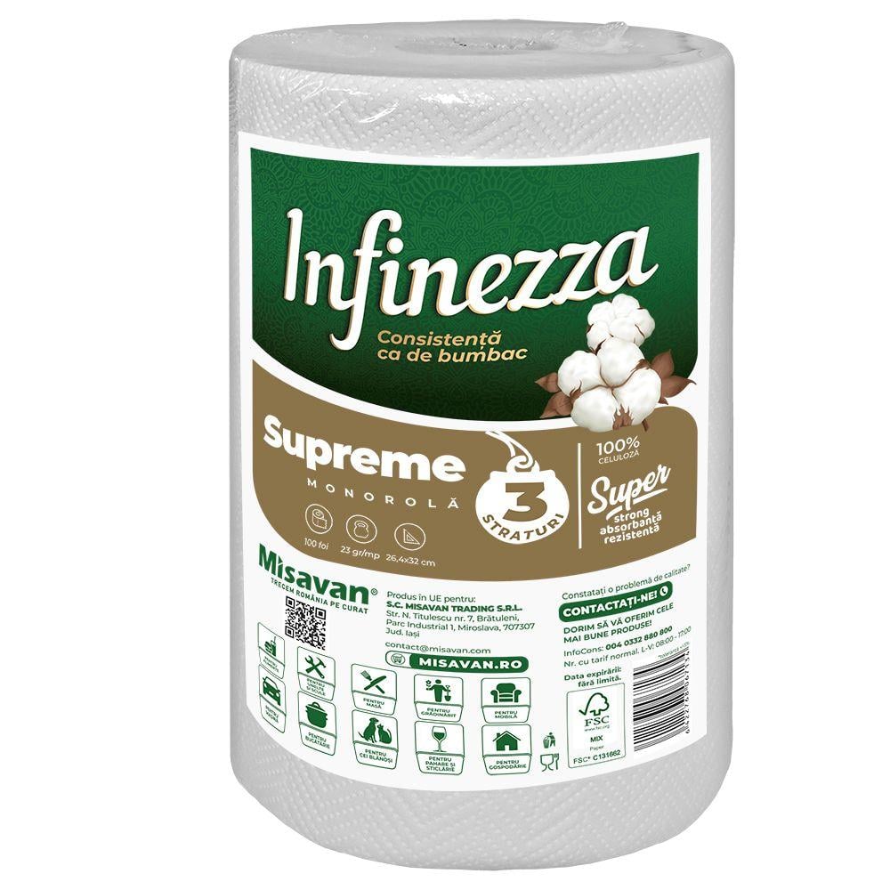 Prosop hartie monorola Infinezza, 3 straturi, 100 foi