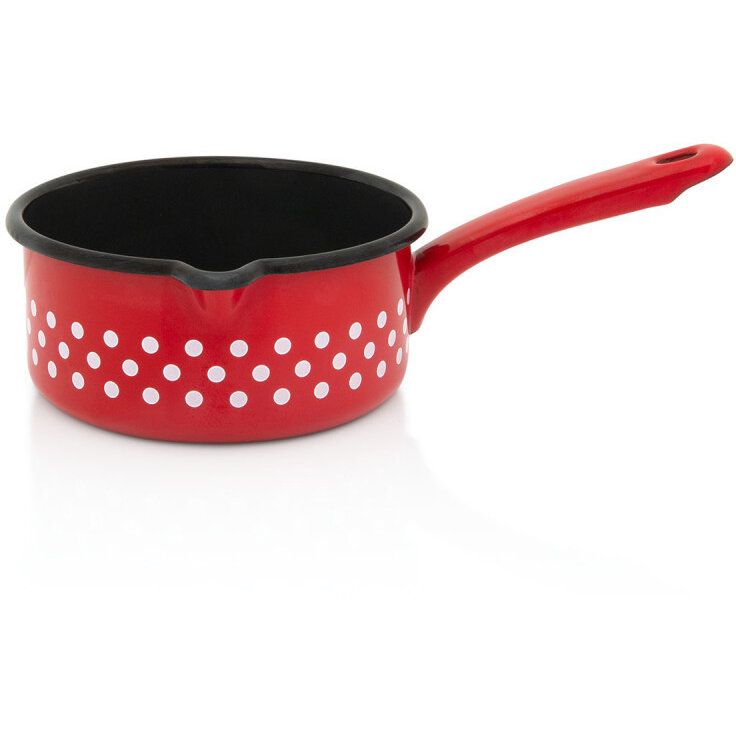 Oferte la Cratita cu Cioc si Maner Lung Tufne Capacitate 1L Diametru 14CM Rosu/Alb/Negru