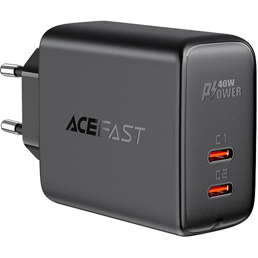 Incarcator A9, 40W, 2.4A, 2xUSB-C, Negru