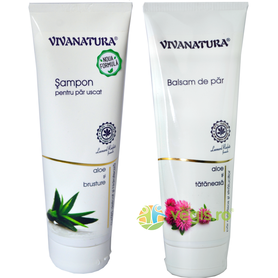 Oferte la Sampon Natural cu Aloe si Brusture 250ml + Balsam de Par cu Aloe si Tataneasa 250ml Pachet PROMO