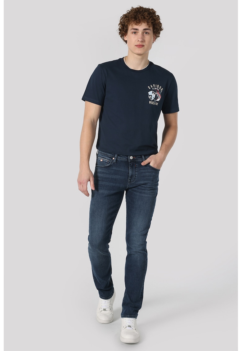 Blugi regular fit cu talie medie - Bleumarin