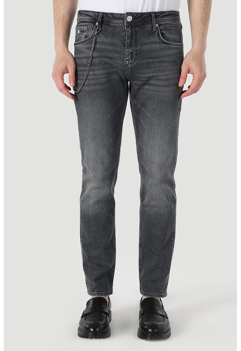 Blugi drepti cu aspect decolorat Karl - Negru stins