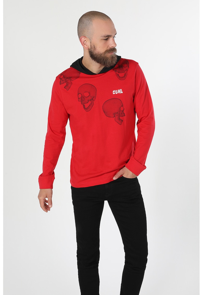Oferte la Hanorac regular fit cu imprimeu grafic - Rosu/Negru